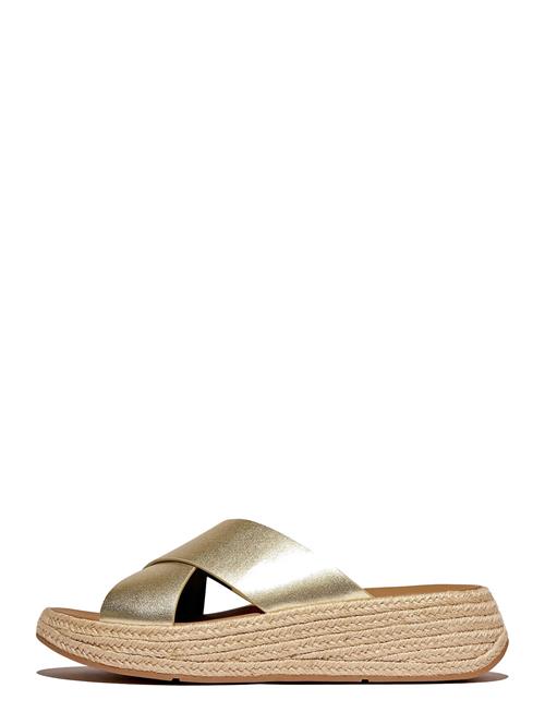 FitFlop | F-Mode Espadrille Leather Flatform Cross Slides | 38