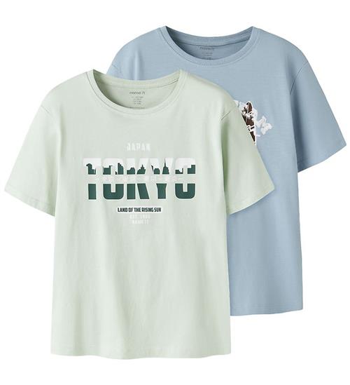 Name It T-Shirt - 2-pak - NkmVilogo - Blue Fog/Pale Aqua