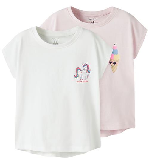 Name It T-shirt - 2-pak - NmfVarutti - Bright White/Cradle Pink
