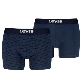 Levis 2P Men Logo Boxer Briefs Marineblå bomuld Small Herre