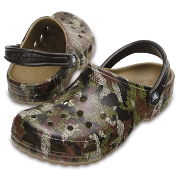 Crocs Classic Camo Clog Unisex Grøn Mønster US J3 (EU 34-35)