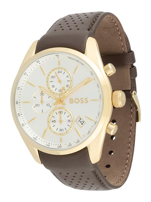 BOSS Analogt ur 'GRAND PRIX'  mørkebrun / guld / hvid