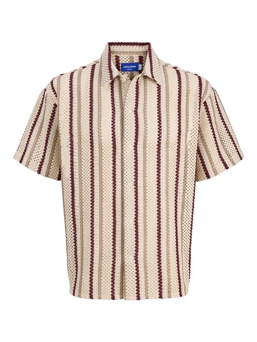 JACK & JONES Skjorte 'JORBellagio'  beige / pastelgrøn / burgunder