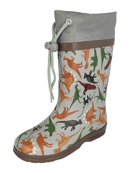 BECK Gummistøvler 'Dinoland'  cognac / grå / grøn / orange