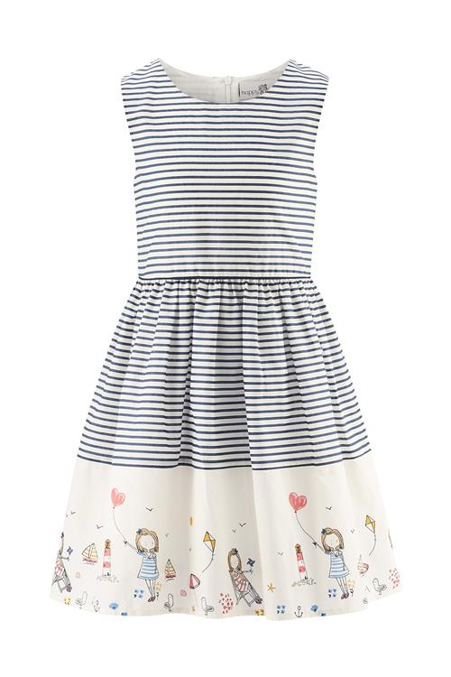 happy girls Kjole  ecru / navy / lyseblå