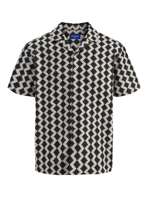 JACK & JONES Skjorte 'JORSummer Luke'  ecru / sort