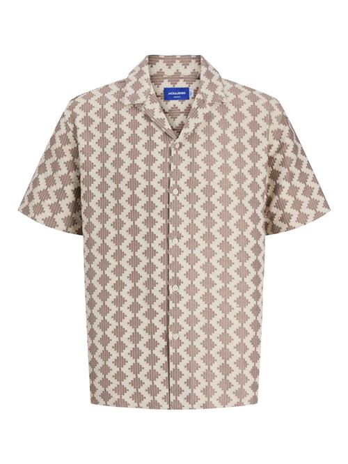 JACK & JONES Skjorte 'JORSummer Luke'  ecru / mokka / lysebrun
