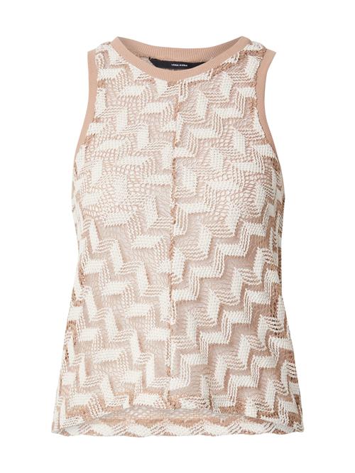 VERO MODA Sticktop 'VMTIKKA'  mørkebeige / hvid
