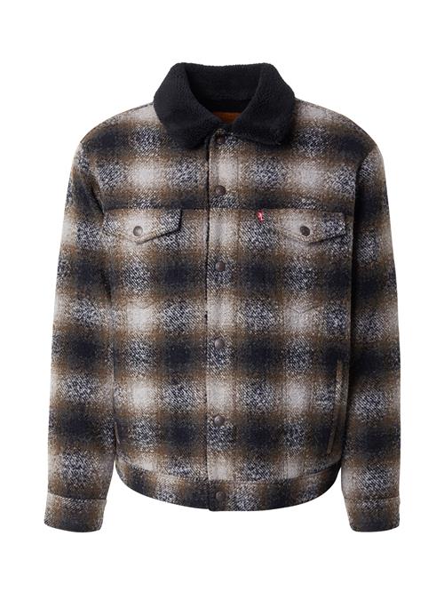 LEVI'S ® Overgangsjakke 'Relaxed Fit Plaid Sherpa Trucker Jacket'  mørkebrun / sort / hvid