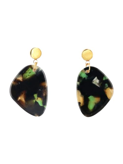 Fräulein Wunder Øreringe 'Amy'  beige / guld / lysegrøn / sort