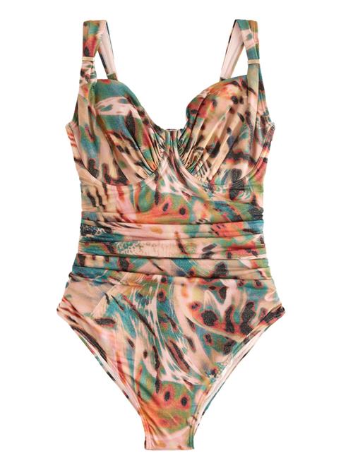 Next Formgivende badedragt  cyanblå / kastaniebrun / rosé / sort