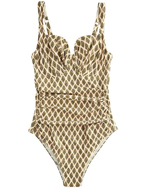 Next Formgivende badedragt  creme / grøn / sort