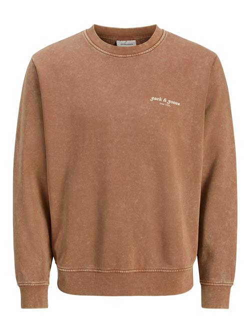 JACK & JONES Sweatshirt 'JJEDover'  lysebrun / hvid