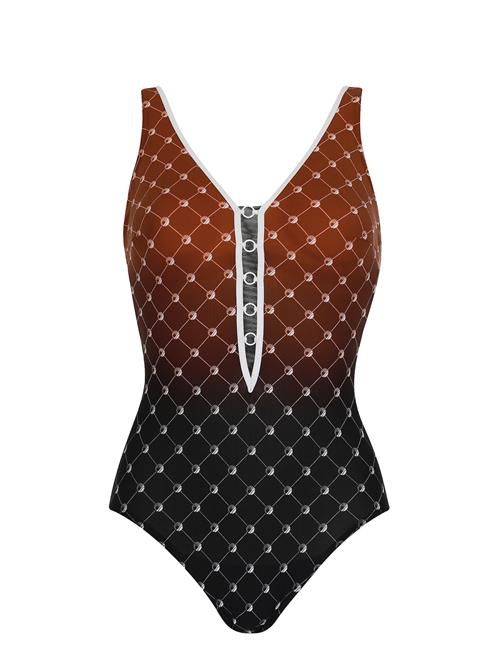 SUNFLAIR Badedragt  vinrød / sort / hvid