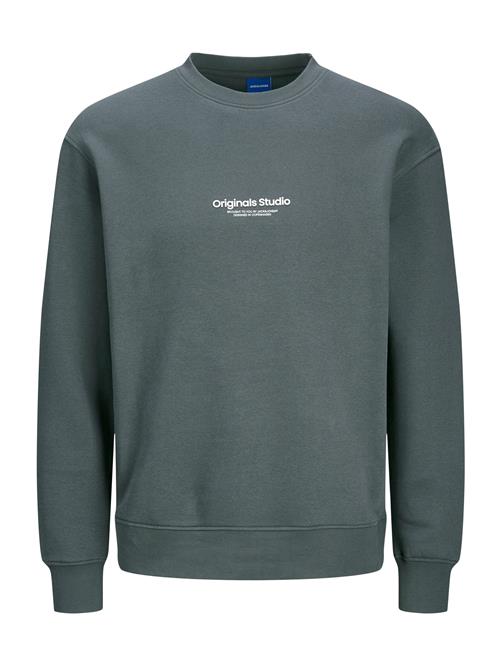 JACK & JONES Sweatshirt 'JWHVESTERBRO'  mørkegrå / hvid