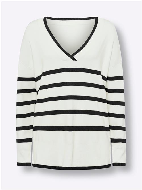 heine Pullover  ecru / sort