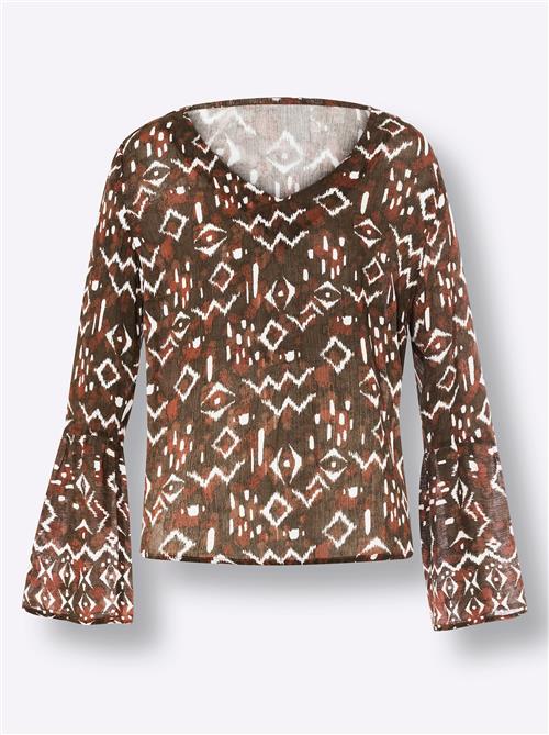 heine Bluse  brun / cognac / hvid
