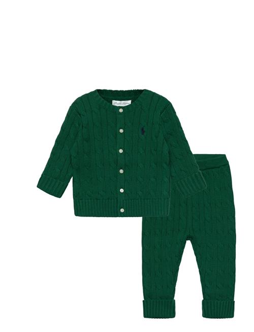 Ralph Lauren Kids | Cable-Knit Cotton Cardigan & Pant Set | 70-74