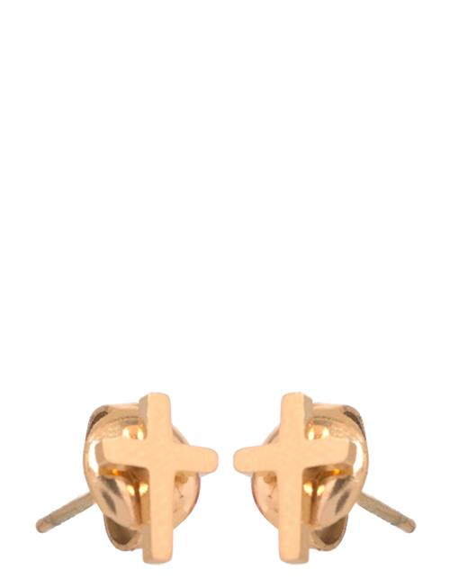 Samie | Cross - Earstuds Gold-Plated Steel | PAIR