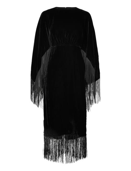 Malina | Tara Fringe Velvet Midi Dress | 38