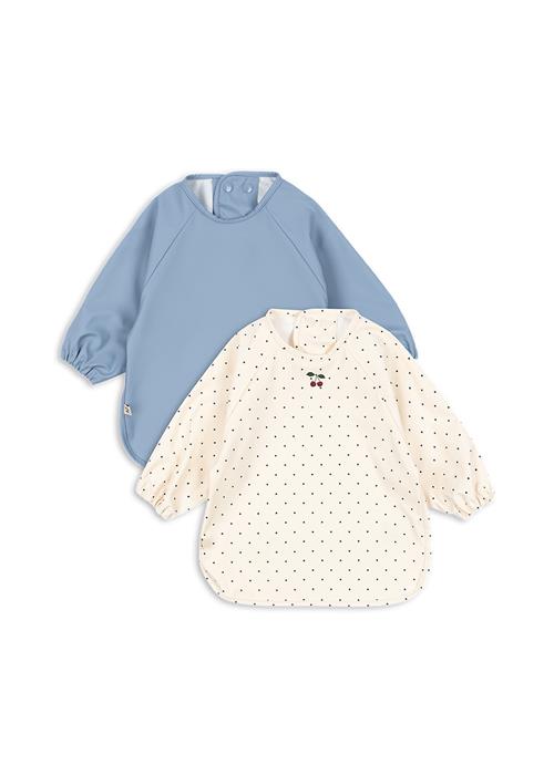 Konges Sløjd 2-pak Middagshagesmæk Med Ærmer Navy Dot Rain Washed  Navy Dot Rain Washed 6-12 months  Hvid  6-12 måneder