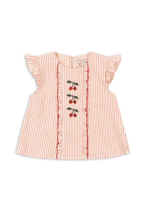 Konges Sløjd GOTS Ellie Frill Top Amour Stripe  Amour Stripe 6 Y  Rød  6 år  kvinde