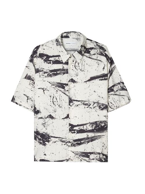 Bershka Skjorte  ecru / sort