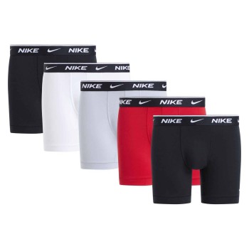 Nike 5P Essentials Cotton Stretch Boxers Sort/Grå/Rød bomuld Large Herre