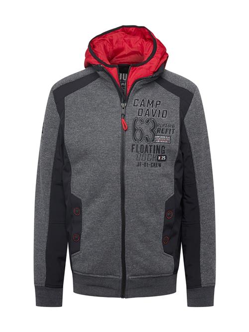 CAMP DAVID Sweatjakke 'Shipyard'  basalgrå / grå-meleret / rød