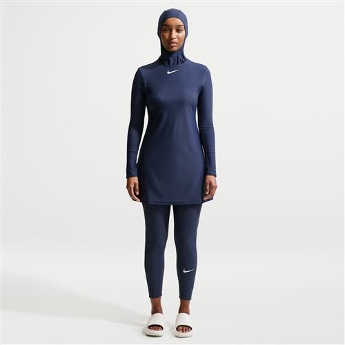 Langærmet Nike Swim Victory-tunika- og leggingsæt til kvinder - blå