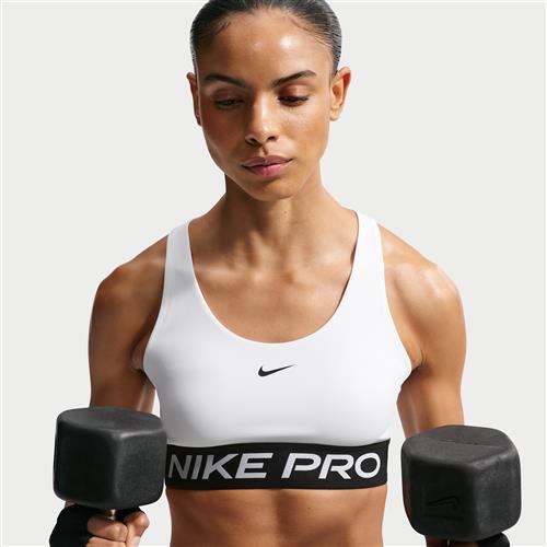 Nike Pro 365-sports-bh uden indlæg og med let støtte til kvinder - hvid