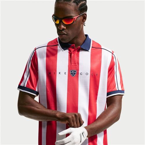 Nike Fairway Fresh Dri-FIT-golfpolo med korte ærmer og løstsiddende pasform til mænd - rød