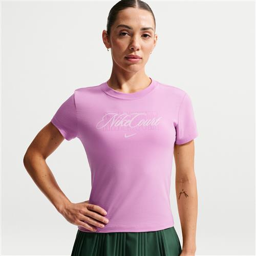 Kortærmet NikeCourt Heritage Tennis-T-shirt til kvinder - lilla