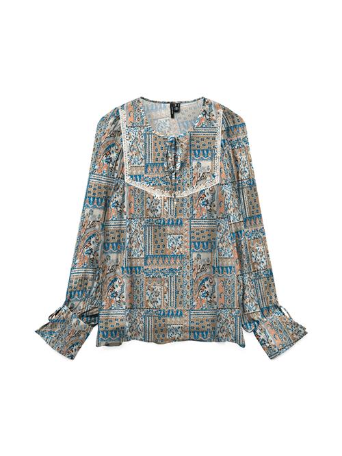 VERO MODA Bluse 'VMLISA LULU'  beige / røgblå / orange