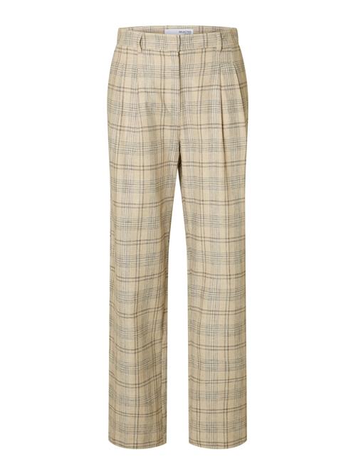 SELECTED Bukser med lægfolder 'SLFGajo'  sand / navy / hvid