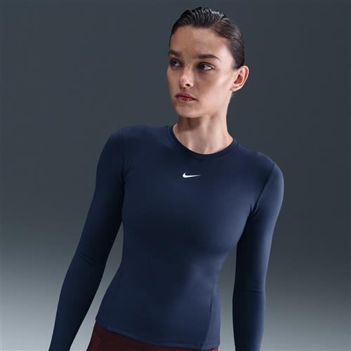 Langærmet Nike One Fitted Dri-FIT-trøje til kvinder - blå