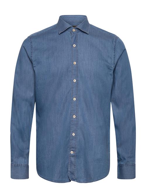 Oscar Jacobson | Slim Fit Cut Away Washed Denim Shirt | 43