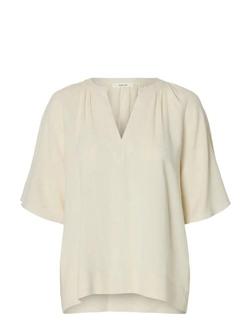 Selected | Slfviva 2/4 V-Neck Linen Blend Top Noos | 34