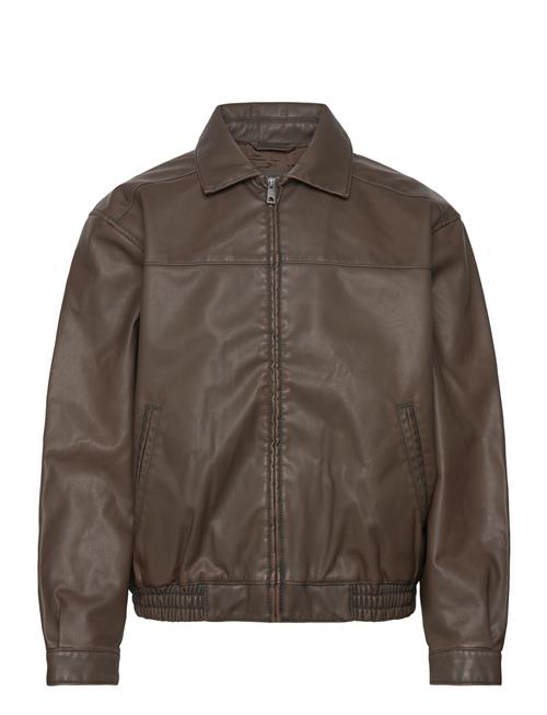 Hollister | Brown Faux Leather Harrington | S