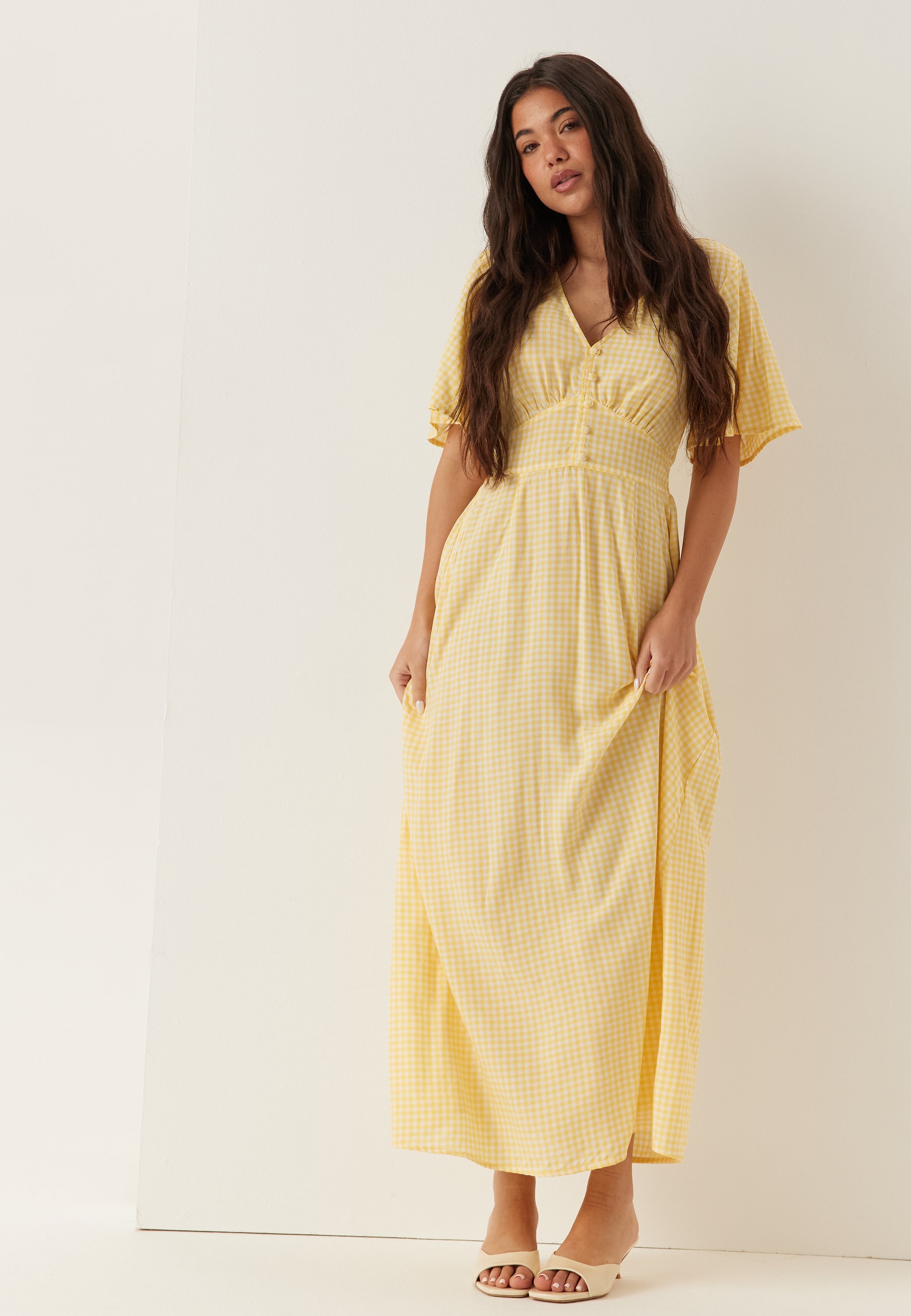 BUBBLEROOM Butterfly Sleeve Viscose Maxi Dress
