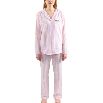 Esprit Calista Flannel Pyjamas Set Hvid/Rosa bomuld 42 Dame