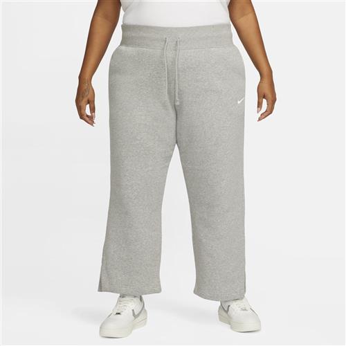 Nike Phoenix Fleece-sweatpants med høj talje og brede ben til kvinder (plus size) - grå
