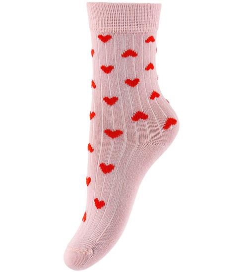 Minipop Strømper - Rib - Bambus - Rose Heart