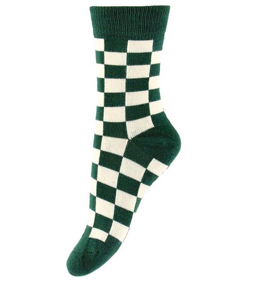 Minipop Strømper - Bambus - Emerald Green/Off White