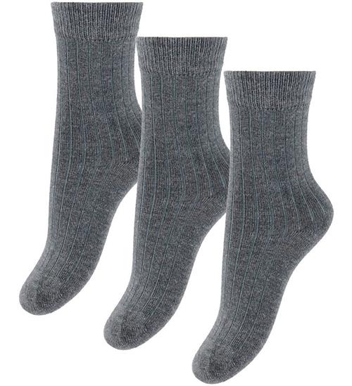 Minipop Strømper - Rib - Bambus - Noos - 3-pak - Gray Mel