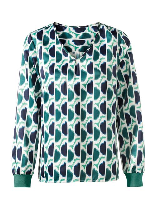 heine Bluse  smaragd / sort / hvid
