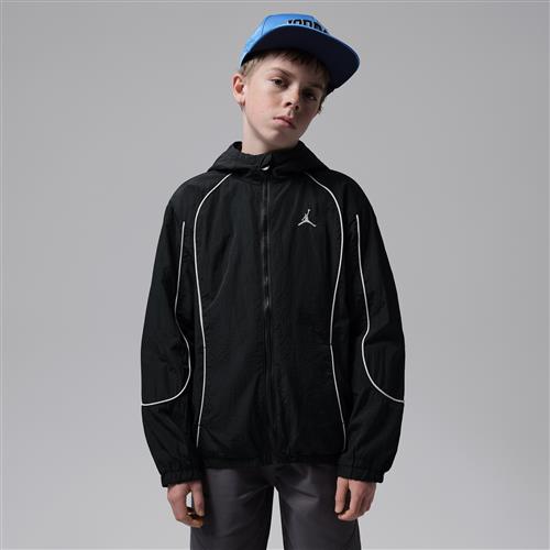 Blokfarvet Jordan-vindjakke til større børn - sort