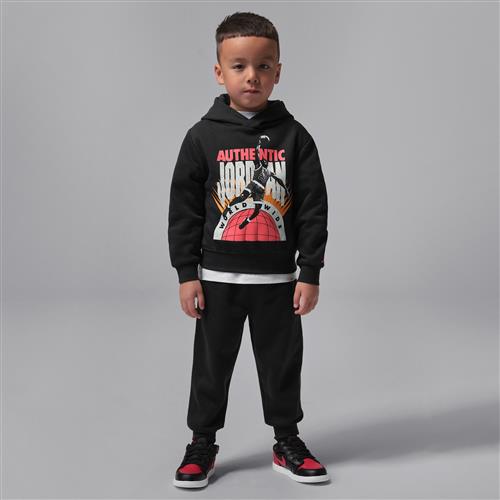 Todelt Jordan Brooklyn Fleece AJ6-pullover-sæt til småbørn - sort