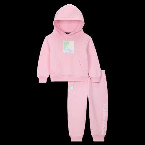Todelt Jordan Essentials Baseline-hættetrøjesæt i fleece til babyer (12-24 M) - Pink