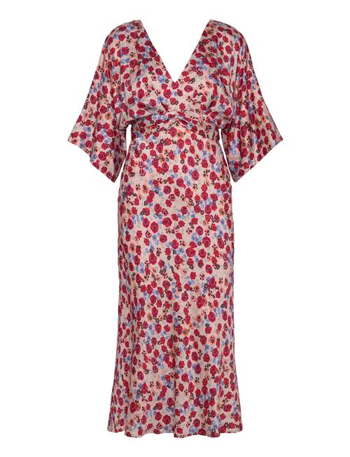 Malina | Juno V-Neck Satin Midi Dress | L